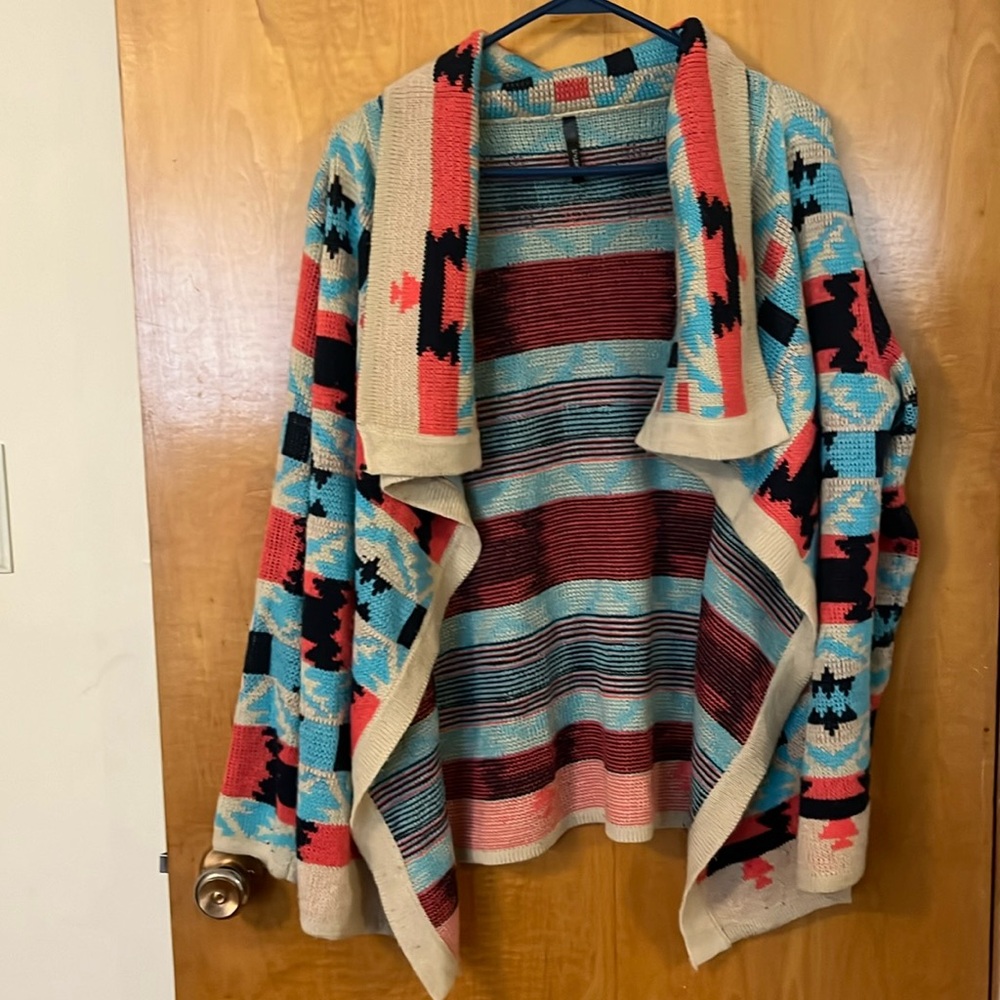Large tribal print cardigan